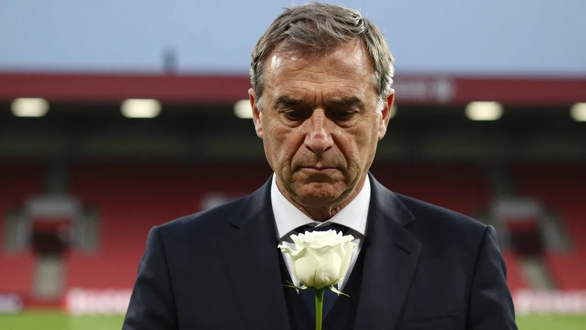 Toulouse Football Club president Olivier Cloarec attended an emotional tribute to Eric Roy before the match at Brest...