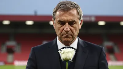 Toulouse Football Club president Olivier Cloarec attended an emotional tribute to Eric Roy before the match at Brest...
